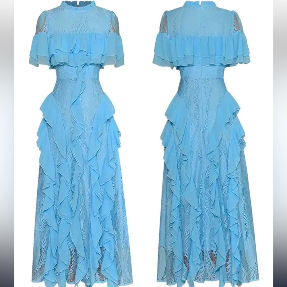 Elegant Chic Lace Patchwork Midi Dress